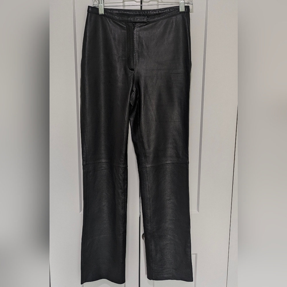 CLIFFORD & WILLS MISSY BLACK GENUINE LEATHER HIGH WAIST STRAIGHT PANT SZ 6 LINED